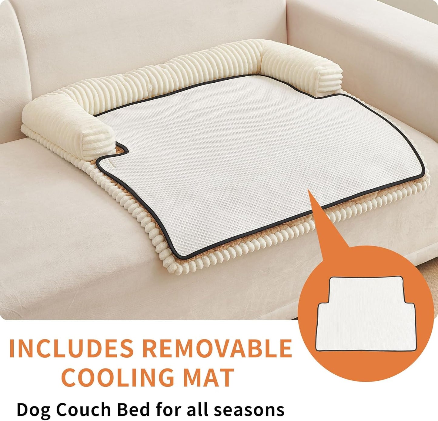 HAOMAIJIA Dog Couch Bed for Large Dogs, Non Slip Pet Couch Covers for Sofa Thick Soft Washable Dog Couch Cover Protector All Seasons Universal Dogs and Cats Bed Mat (Khaki, X-Large)