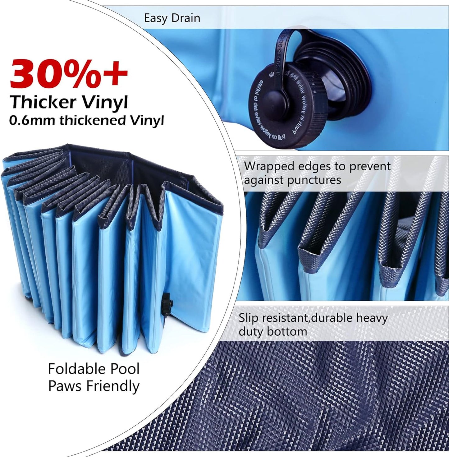 Jasonwell Foldable Dog Pool Collapsible Hard Plastic Dog Swimming Pool Portable Kiddie Pool Pet Pool Doggie Wading Pool Bath Tub for Puppy Small Medium Large Dogs Cats and Kids 55.1"