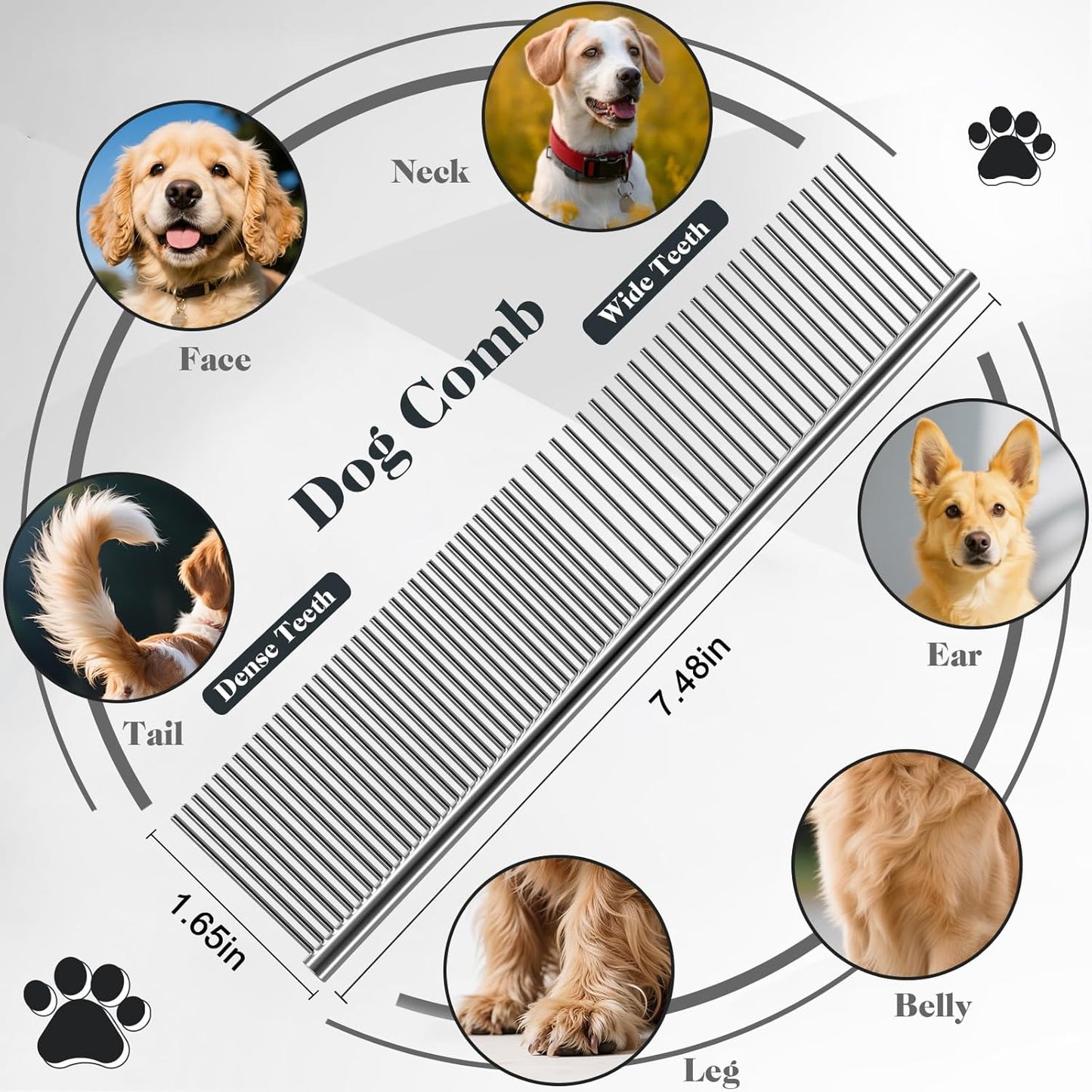 2PCS Slicker Brush for Dogs & Pet Comb,Professional Dog Grooming Brush (Goldendoodles,Poodles,Labradoodles) with Extra Long Pins to Effectively Remove Tangles, Knots and Mats (Orange)