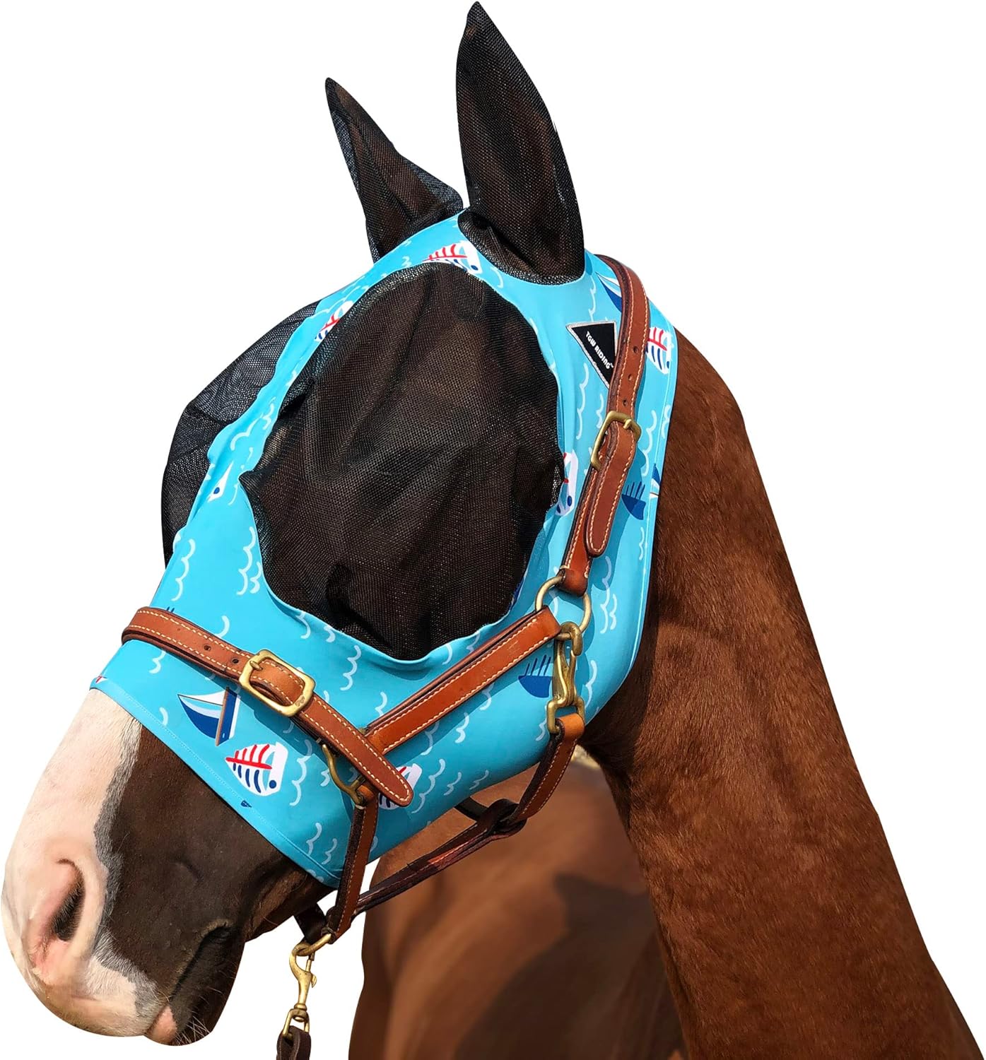 Horse Fly Mask Super Comfort Horse Fly Mask Elasticity Fly Mask with Ears We Only Make Products That Horses Like… (Sky Blue, L)