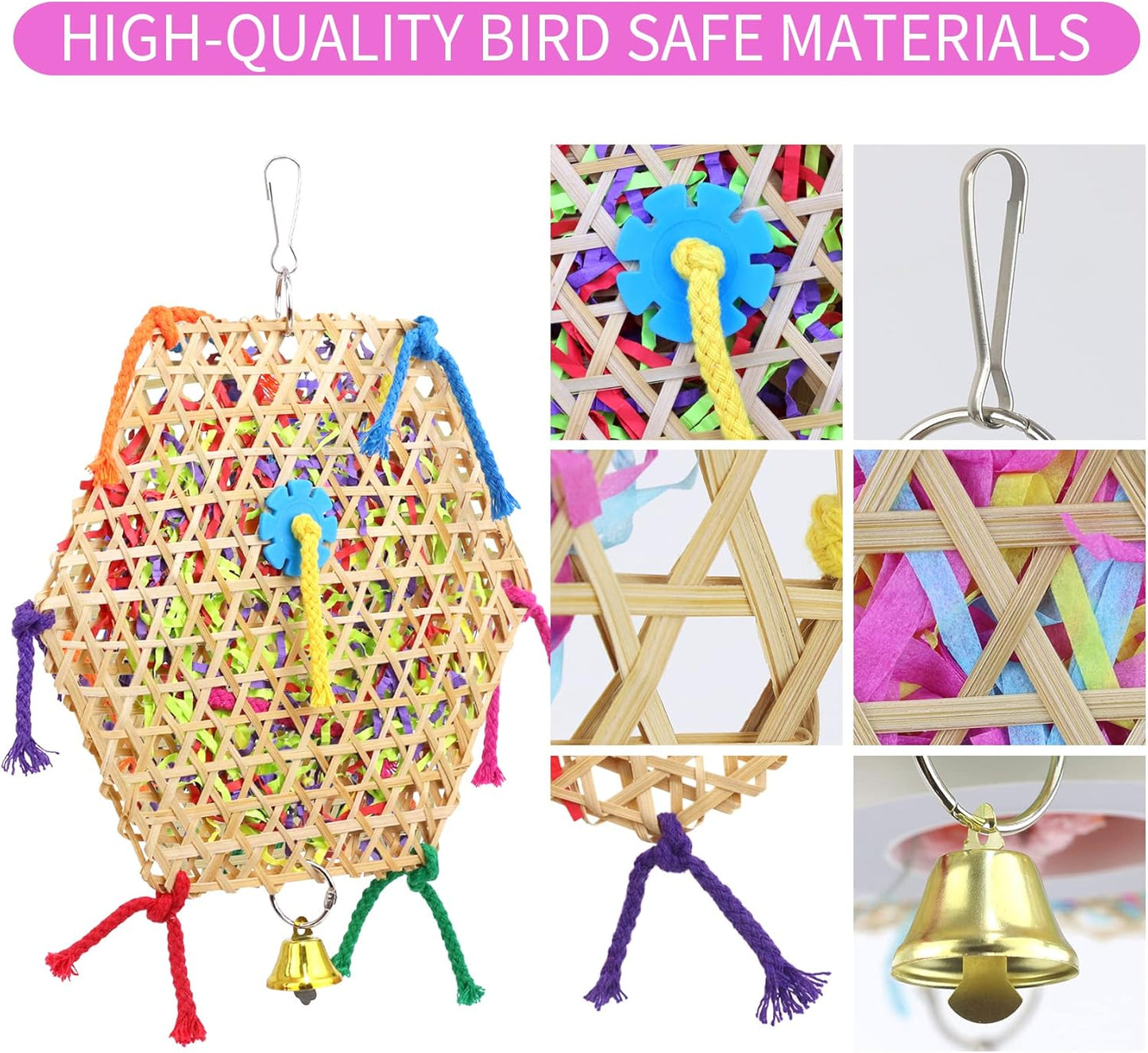 Bird Parrot Toys，2 Pack Bird Hanging Foraging Shredder Toys for Small Medium Small Bird Conure Cockatiel Parrotlet Lovebird Budgie