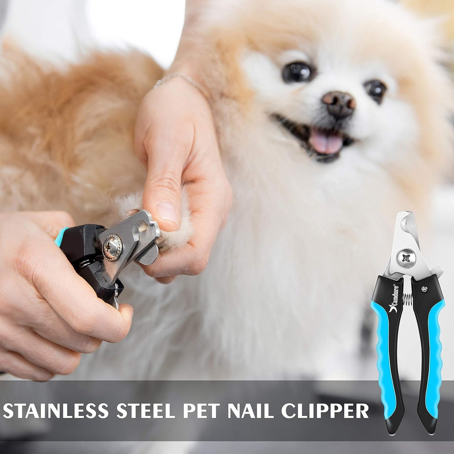Candure Dog Nail Clippers and Trimmer with Safety Guard to Avoid Over-Cutting Toe Nails Professional Grooming Pet Nail Clipper with Nail File for Small Medium-Large Breeds