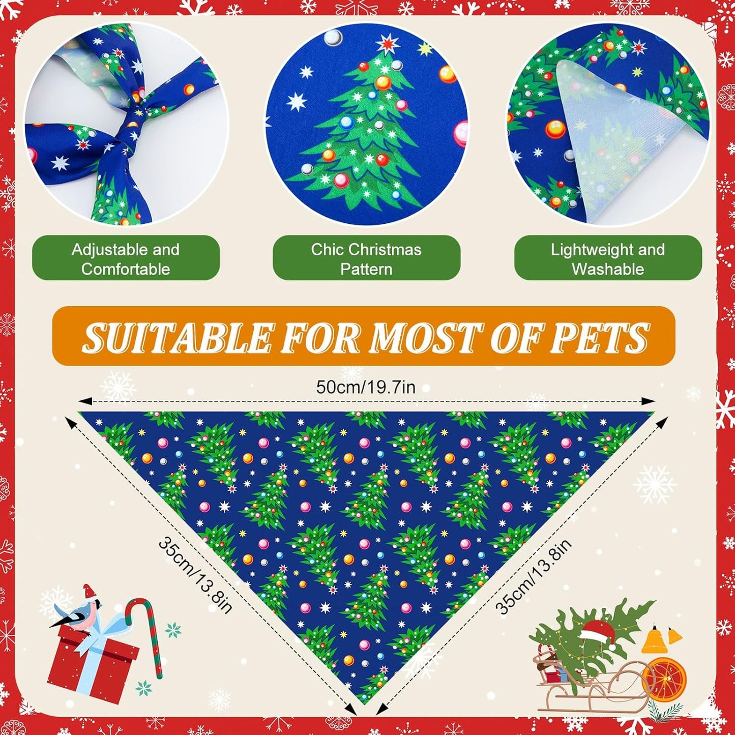 Abbylike 100 Pcs Christmas Dog Bandanas Bulk Xmas Bandanas for Dogs Triangle Kerchief Bibs Scarf Set for Pet Xmas Costume Photo Props Accessories Pet Shops Grooming, 25 Styles (31.5 x 21.7 x 21.7)