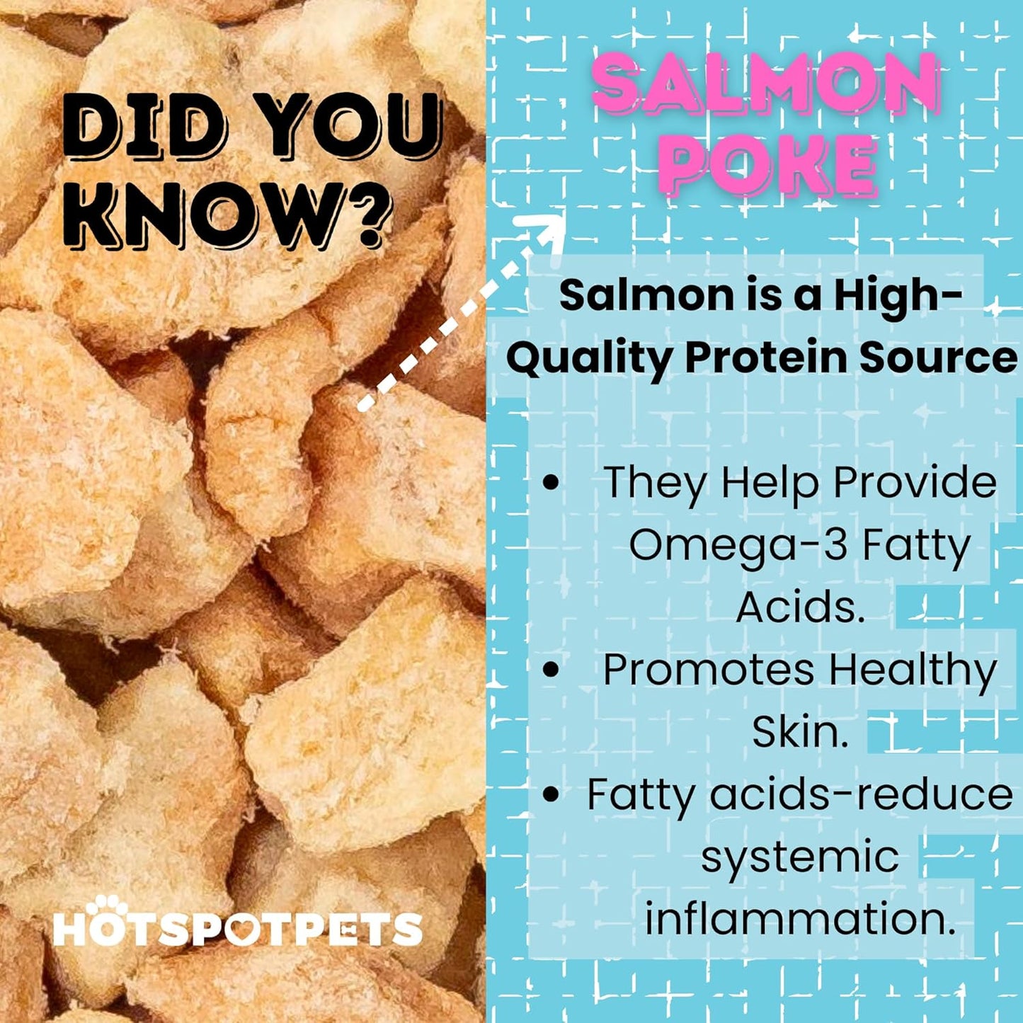 hotspot pets Freeze Dried Salmon Treats for Cats & Dogs -Made in USA-1LB Resealable Big Bag -Single Ingredient, High Protein, All Natural Grain-Free- Perfect for Training, Topper or Snack
