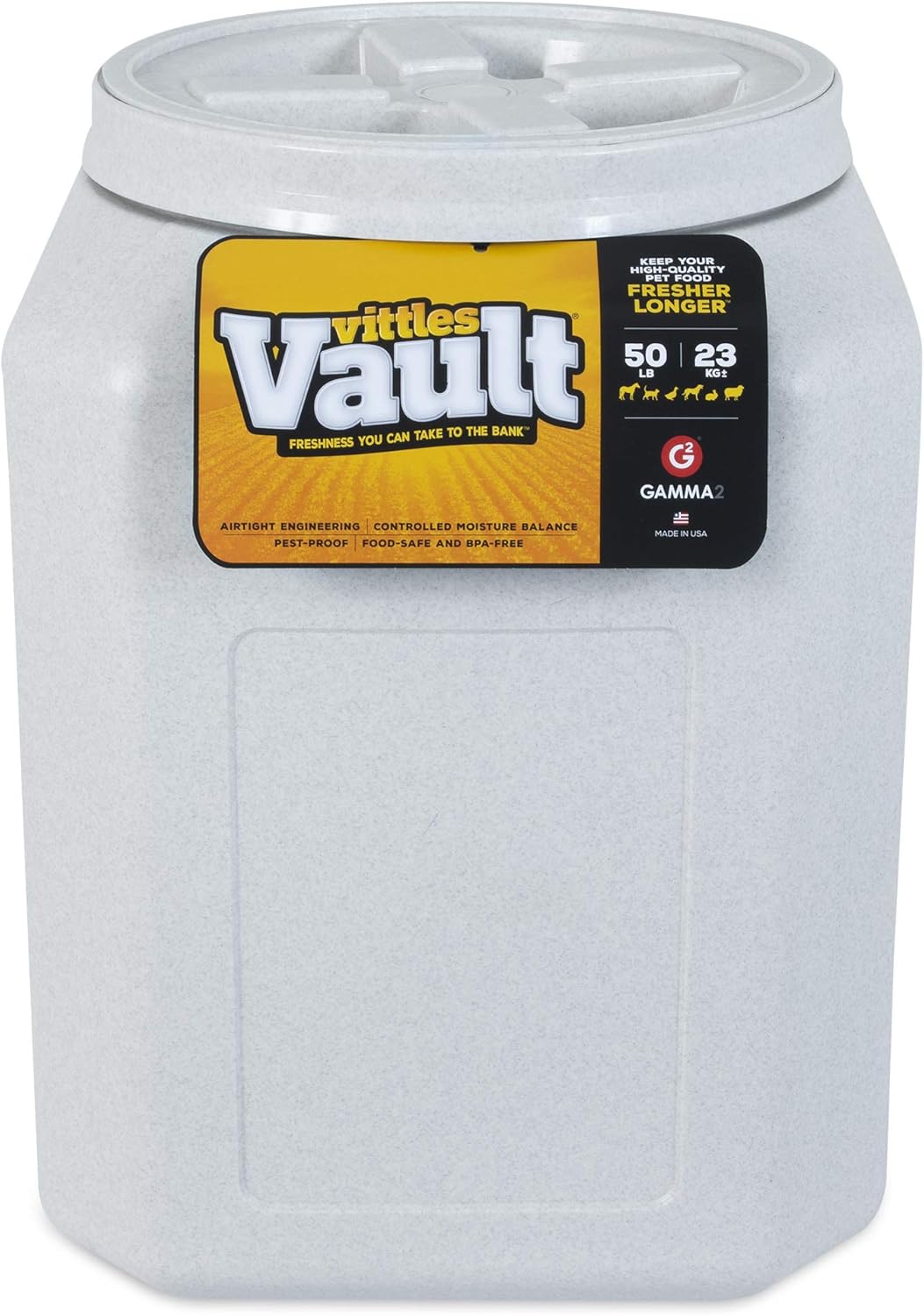 Gamma2 Vittles Vault Pet Food Storage Containers - Sealed Dog and Cat Food Storage Container, Fits up to 50lbs, Made in the USA - [14"L x 20"H]