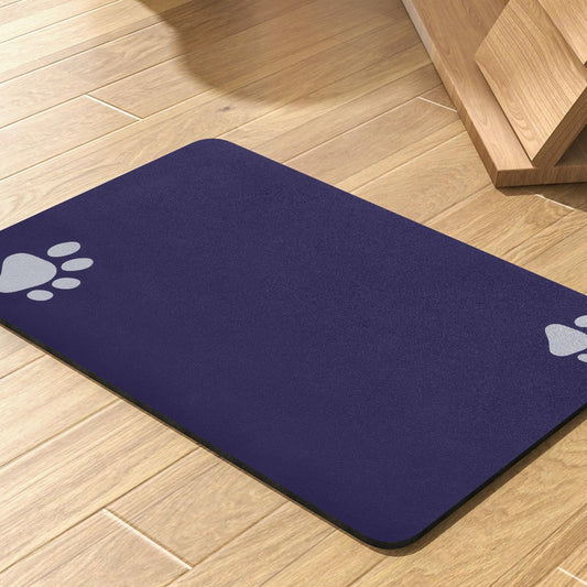 Pet Feeding Mat-Absorbent Dog Mat for Food and Water Bowl-No Stains Quick Dry Water Dispenser Mat-Dog Accessories Pet Supplies-Bowl for Messy Drinkers（Navy,12"x19"