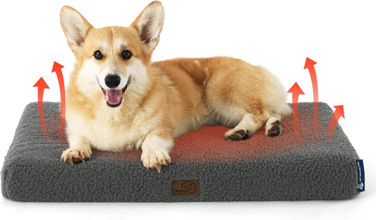 Bedsure Self Warming Dog Bed for Medium Dogs - Orthopedic Waterproof Puppy Beds with Removable Washable Cover, Egg Crate Foam Pet Mat, Suitable for Pet Up to 35 lbs