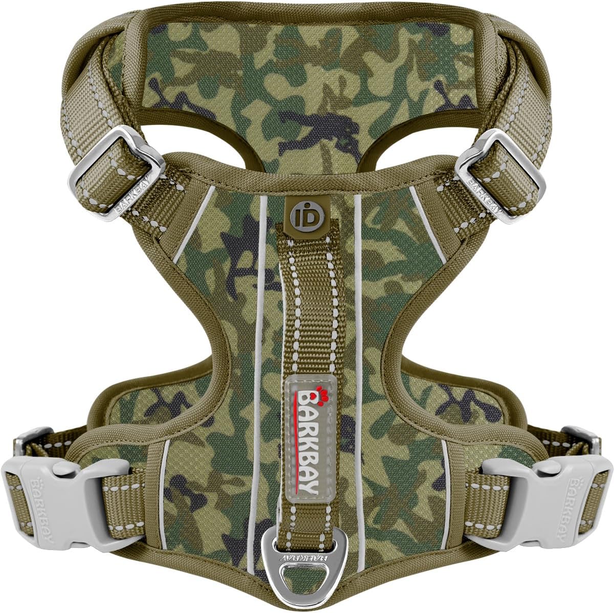 BARKBAY Dog Harness No Pull with ID Tag Pocket - Heavy Duty, Reflective, Easy Control for Large Dogs(Camo,XL)