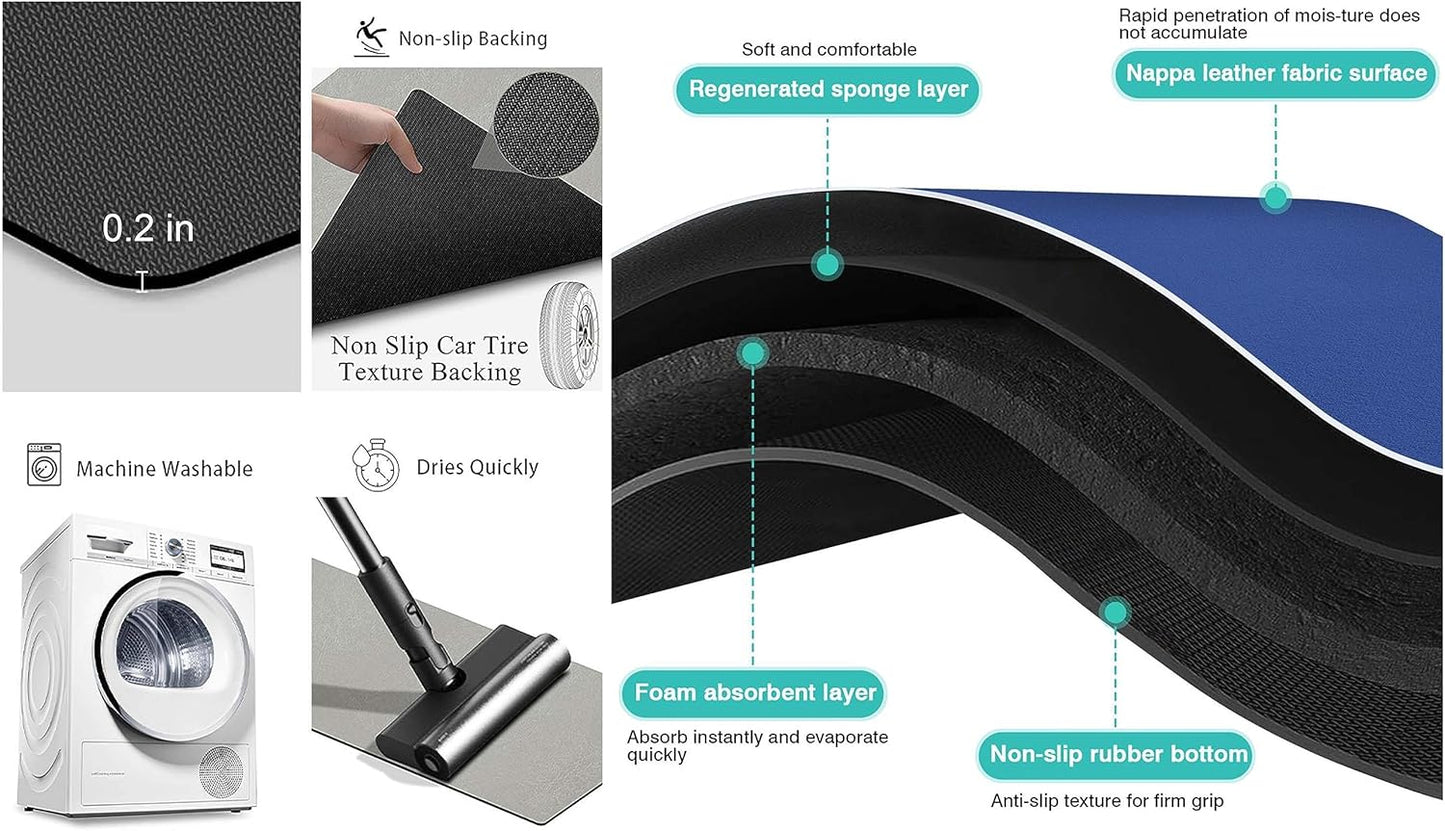 Cat Food Mat for Indoor Cats - No Stains Easy Clean Pet Supplies - Cat Bowls for Indoor Cats (Grey, 19"x12")