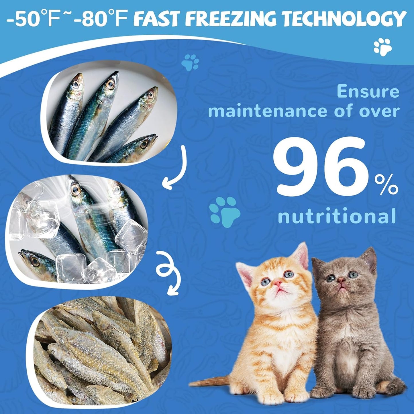 Freeze Dried Minnows Cat Treats – 100% Natural, Single-Ingredient Pet Snacks – Rich in Omega-3, Grain-Free – Healthy Training Rewards & Meal Toppers for Dogs & Cats, 2.8 oz