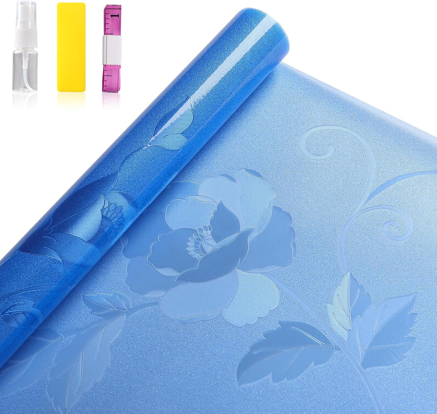 Aquarium Background Paper, Blue Fish Tank Backdrop Wallpaper Electrostatic Adhesive, No Glue, Easy to Install, Reusable (11.8" H × 27.5" L, Translucent)