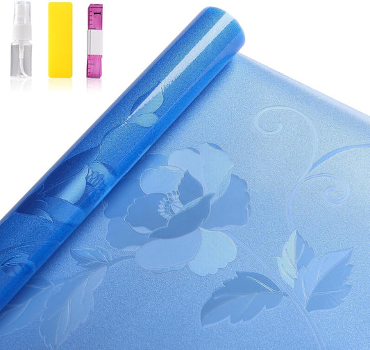 Aquarium Background Paper, Blue Fish Tank Backdrop Wallpaper Electrostatic Adhesive, No Glue, Easy to Install, Reusable (11.8" H × 27.5" L, Translucent)