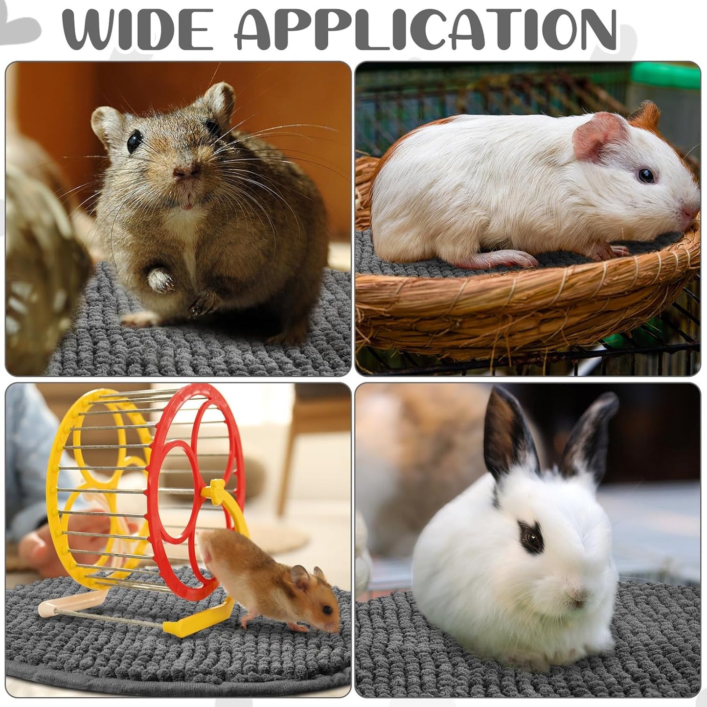 Amylove 4 Pcs Guinea Pig Cage Liner Guinea Pig Bedding Washable Fleece Pee Pads Reusable Small Animals Training Mat Small Animal Sleeping Bed for Bunny Hamster(Dark Gray,Diameter 12 Inch)