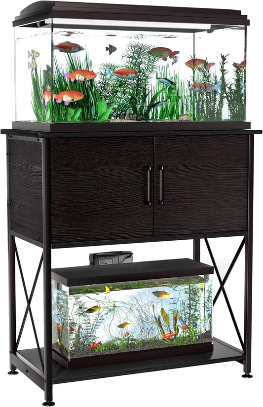 20-29 Gallon Aquarium Stand Metal Frame Fish Tank Stand with Cabinet Storage, for 20 Gallon Long Aquarium,30.7" L*16.5" W Tabletop,330LBS Capacity Black PG01YGB