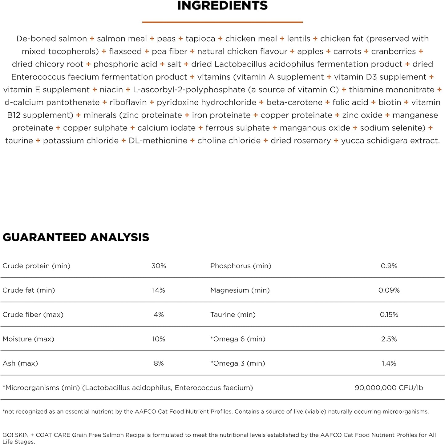 Go! Solutions Skin + Coat Care, Grain-Free Dry Cat Food, Salmon Recipe, 3 lb Bag