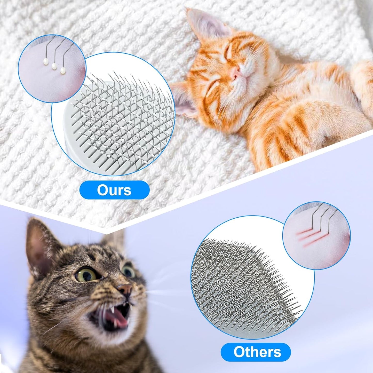 Cat Hair Brush,Cats Brushes for Shedding,Soft Silicone Self Cleaning Brush for Short and Long Haired Cats for Grooming and Shedding (Blue)