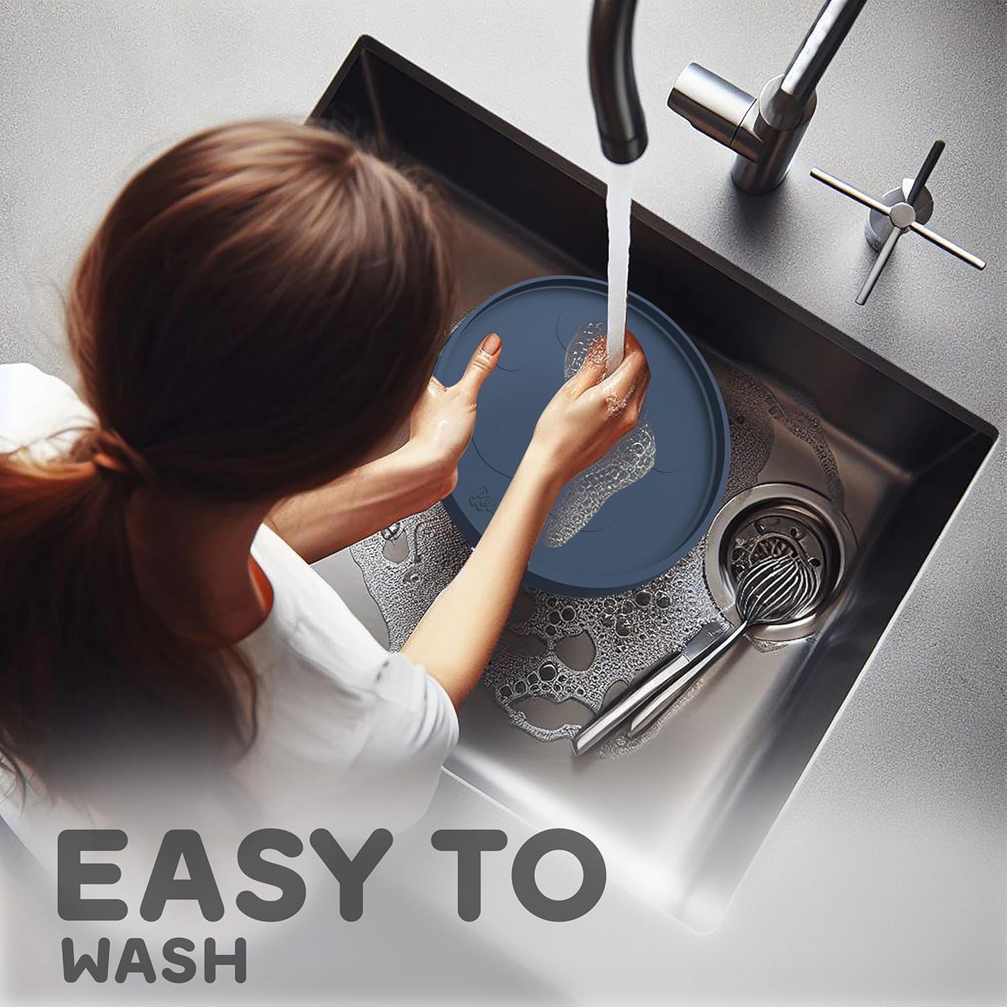 Dog Food Mat Round 10" - Raised Edges Dogs Mat for Food and Water Prevent Spill, Waterproof Cat Food Mats Protect Floors, Easy Clean Dog Bowl Mats for Food and Water, Silicone Pet Feeding Placemats