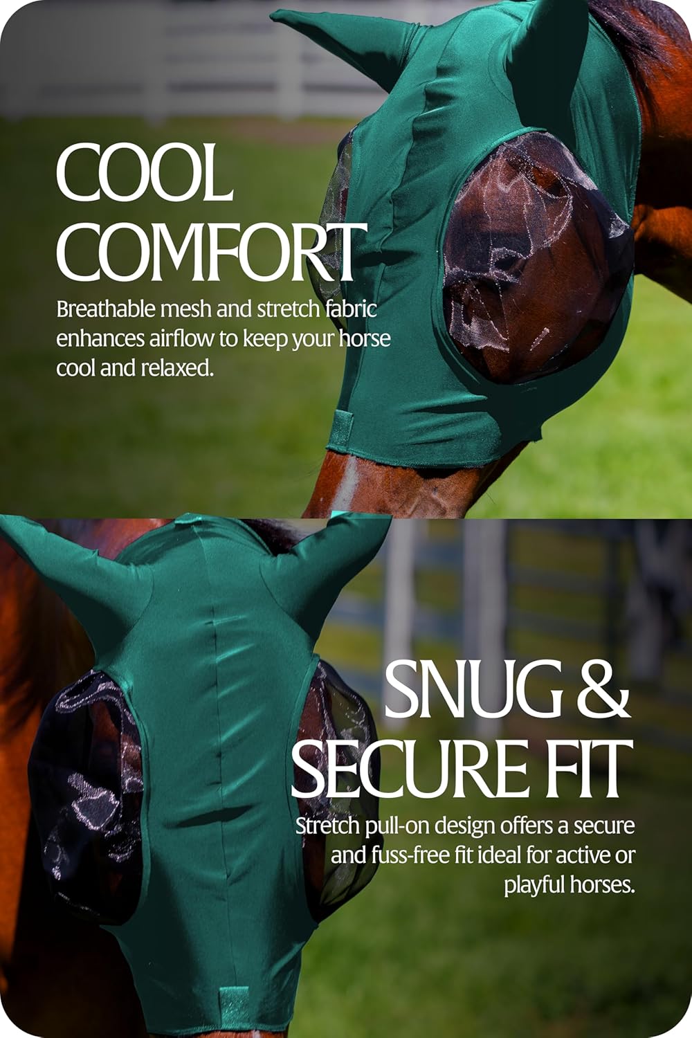 Equinavia Bug Out Fly Mask | Against Flies, Insects, UV Rays - Turquoise - Warmblood