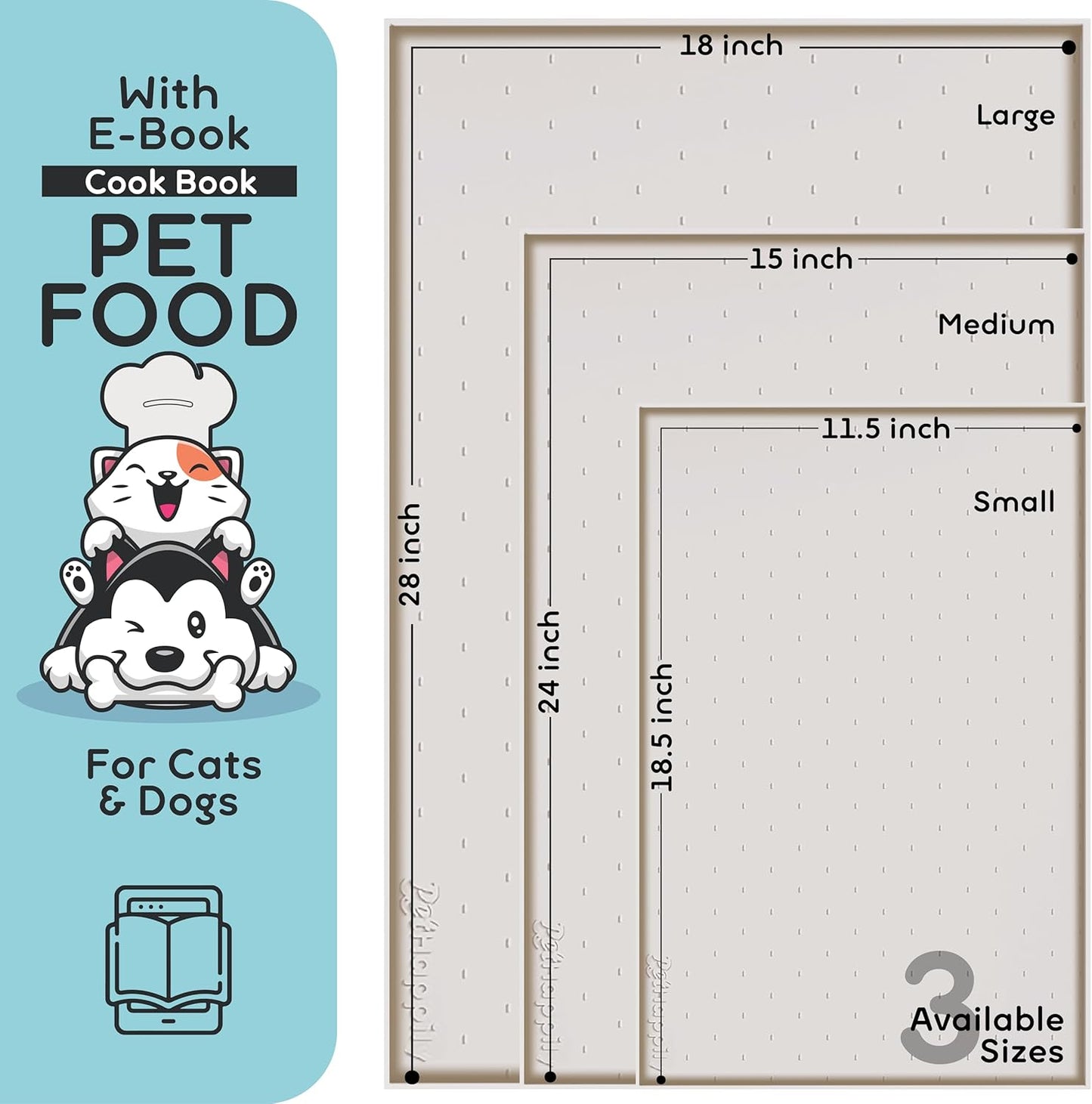 Dog Food Mat - 28x18 Raised Edges Dogs Mat for Food and Water Prevent Spill, Waterproof Cat Food Mats Protect Floors, Easy Clean Dog Bowl Mats for Food and Water, Silicone Pet Feeding Placemats