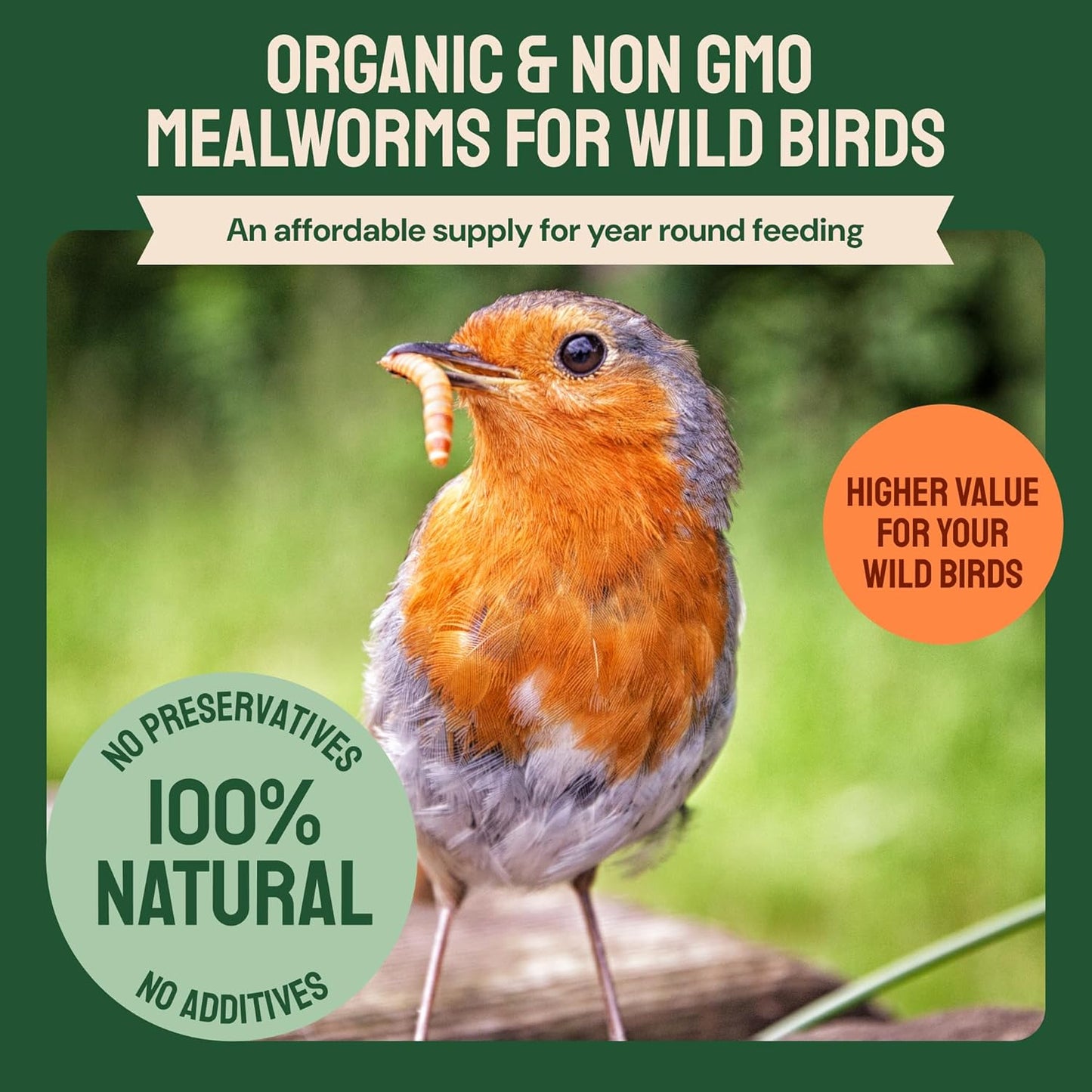 Dried Mealworms - 2 Lb Bag - High Protein Chicken Feed, Mealworms for Birds & Chickens - Meal Worms for Wild Birds & Turtles