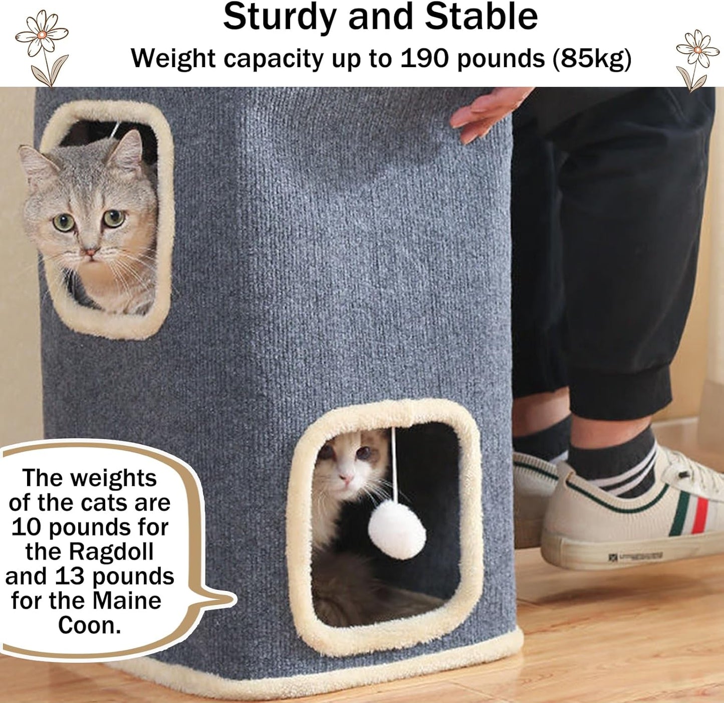 Cat House for Indoor, Multi-Level Cat Condo Foldable Cave Bed (3-Level)