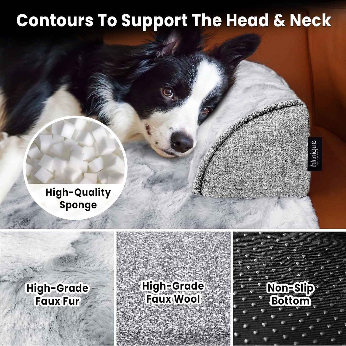 Calming Extra Large Dog Couch Bed for Dogs, 45 x 37 inch Waterproof Removable Pet Mat Couch Cover for Furniture Protector, Non-Slip Fluffy Pelsbarn Dog Bed for Couch, Sofa, Car - Tie-Dye Grey