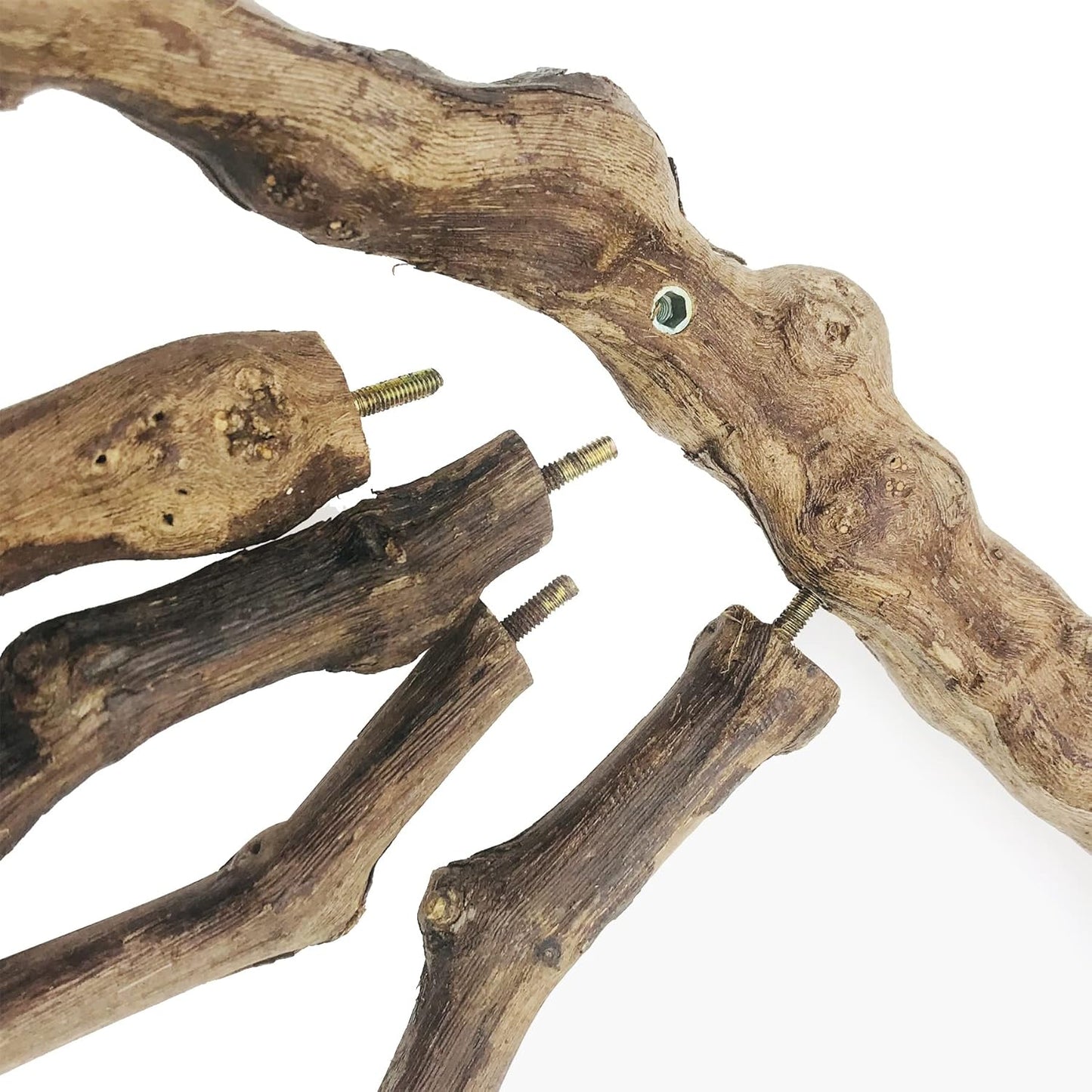 Allazone 6 PCS Bird Perch Natural with Chewing Toys Natural Grapevine Bird Stand Grape Stick Natural Bird Parrot Perch Standfor Parrots, Parakeets Cockatiels, Conures, Macaws, Love Birds