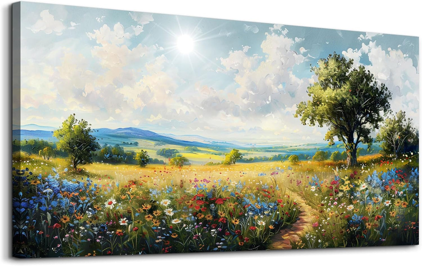 hyidecorart Nature Field Scenery Abstract Painting Framed Wall Art For Living Room Bedroom Wall Decor Pictures Artworks Modern Wall Decorations For Office Canvas Prints Home Art Decor Ready To Hang