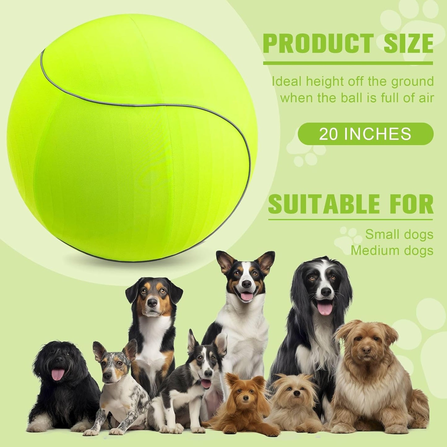 Herding Ball for Dogs & Horses - 20" with Cover Large Green Ball with Pump