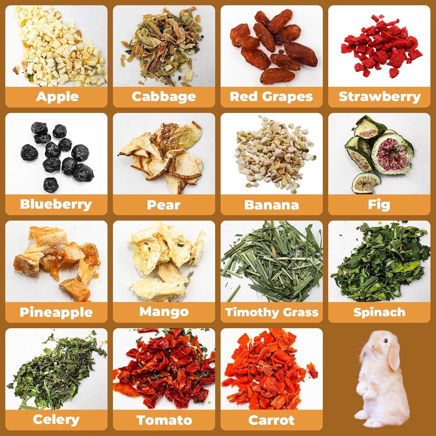 Bunny Treats, Treat Box with 15 Kind of Snacks for Rabbit, Hamster, Chinchilla, Guinea Pig and Other Small Pets, Chinchilla Treats, Guinea Pig Treats, Hamster Treats