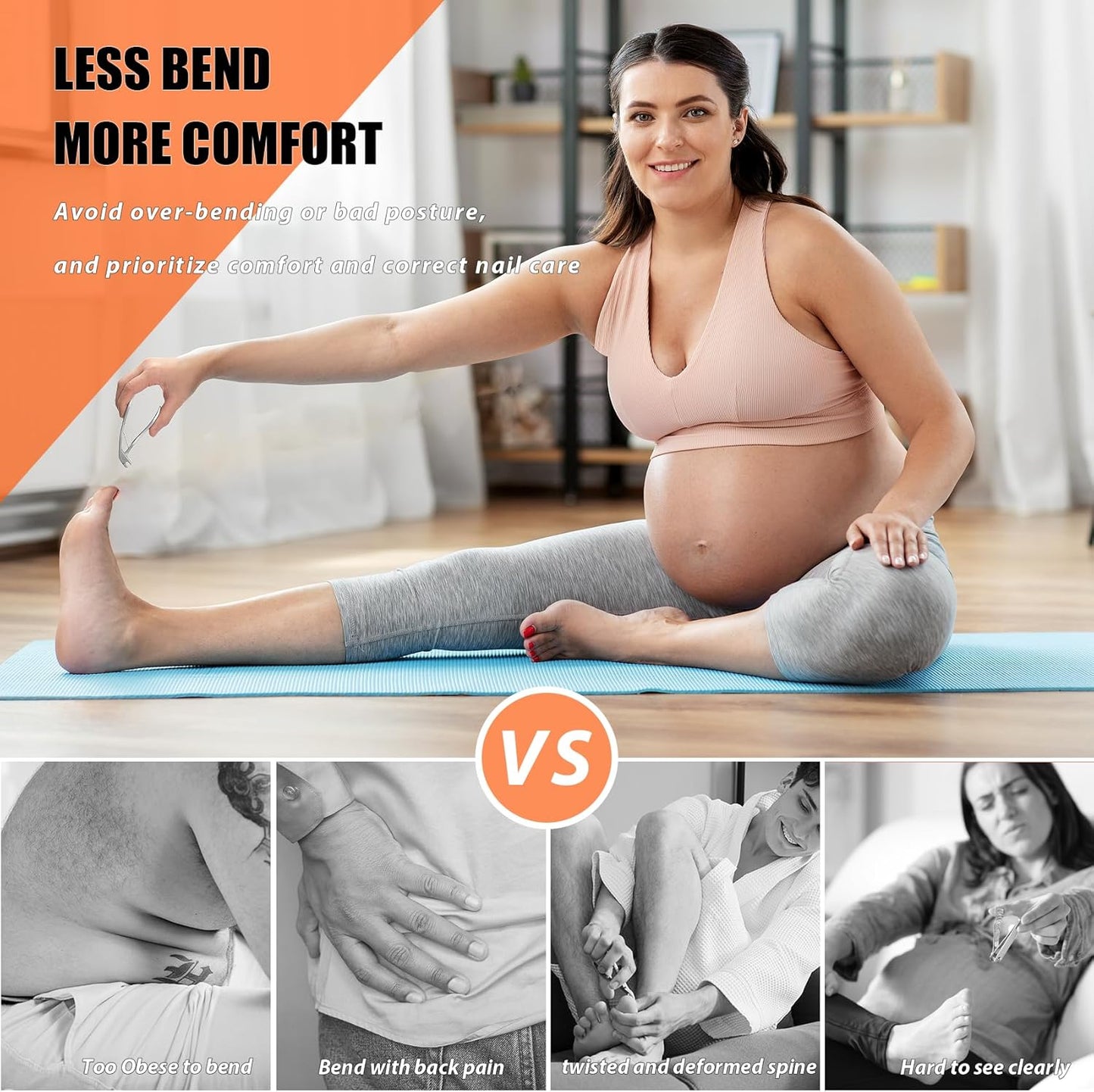 Angled Head Large Toenails Clippers for Seniors, Nail Clipper for Thick Toenails and Fingernails, Nail Cutter with Catcher, Nano Glass Nail Buffer, Gifts for Stocking Stuffers Men Women