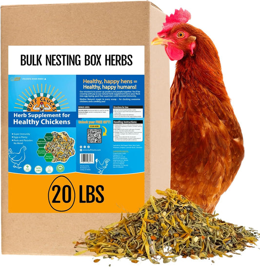 BuffClucks Herb Supplement for Backyard Chickens - Natural Chicken Treats, Poultry Feed Botanical Mix, Plant-Based Coop Snacks for Daily Wellness, Feather Quality, Egg Production, USA (20 LB)