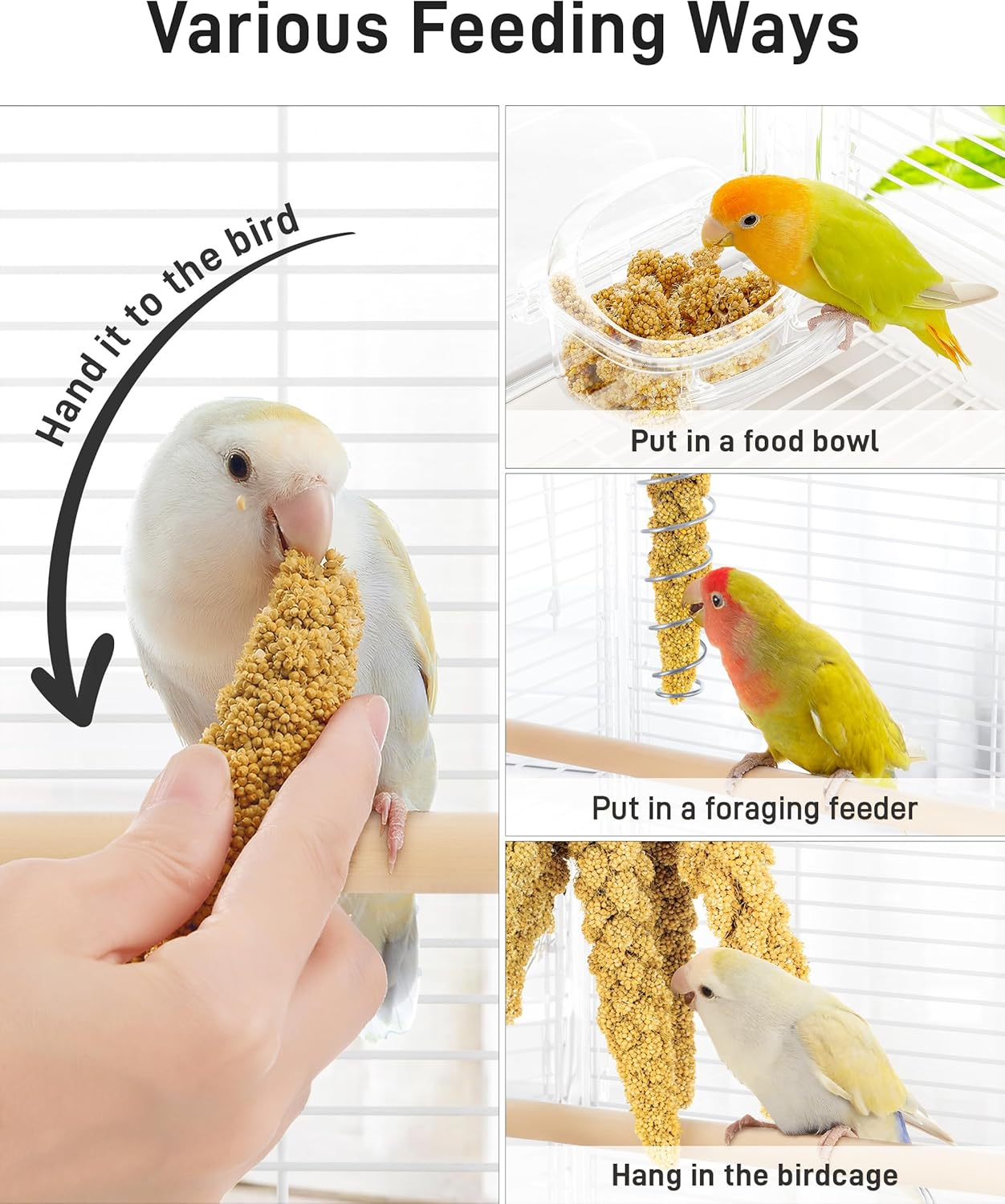 BUCATSTATE Spray Millet for Birds, Sun-Dried Healthy Millet Parakeet Treats for Parrots Cockatiel Lovebird Finch, GMO-Free Parakeet Food - 1.1lb