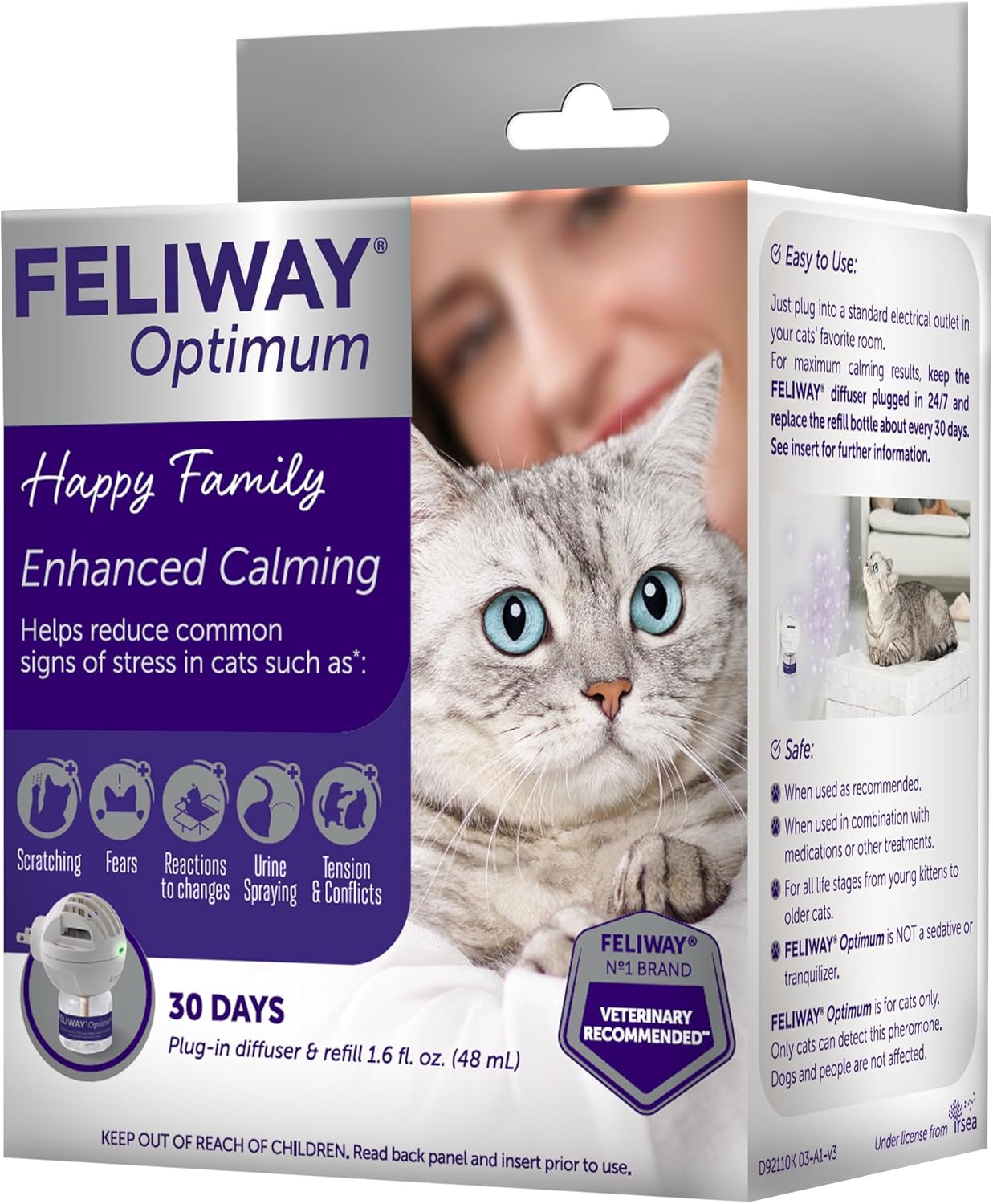 FELIWAY Optimum Cat, Enhanced Calming Pheromone Diffuser, 30 Day Starter Kit (48 mL), Translucent (Pack of 2)