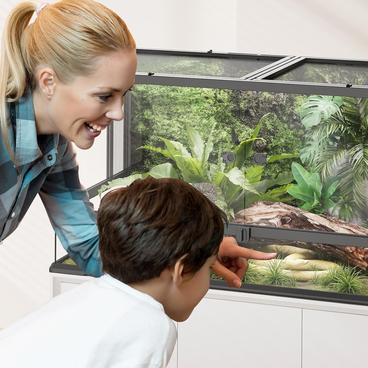 Erinnyees 50 Gallon Reptile Terrarium, Front Opening Reptile Tank with Top Screen Ventilation, Bearded Dragon Tank with Heating Pad Space and Sliding Cable Outlet for Lizard, Snakes, Turtles