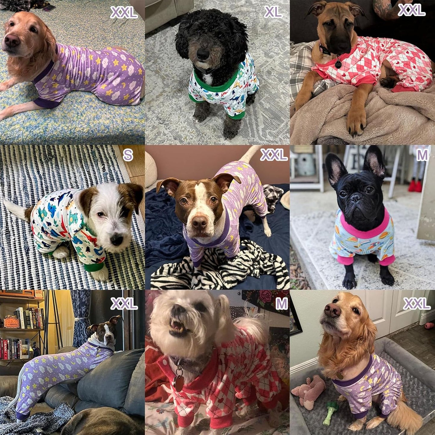 BEAUTYZOO Dog Pajamas Large Sized Dog, Summer Doggie Pajamas for Boy Girl, Soft Strechy Cotton Puppy Pjs Jammies Onesies for Men Women, Pet Jumpsuit Body Suit Cat Apparel Clothes, Purple XXL