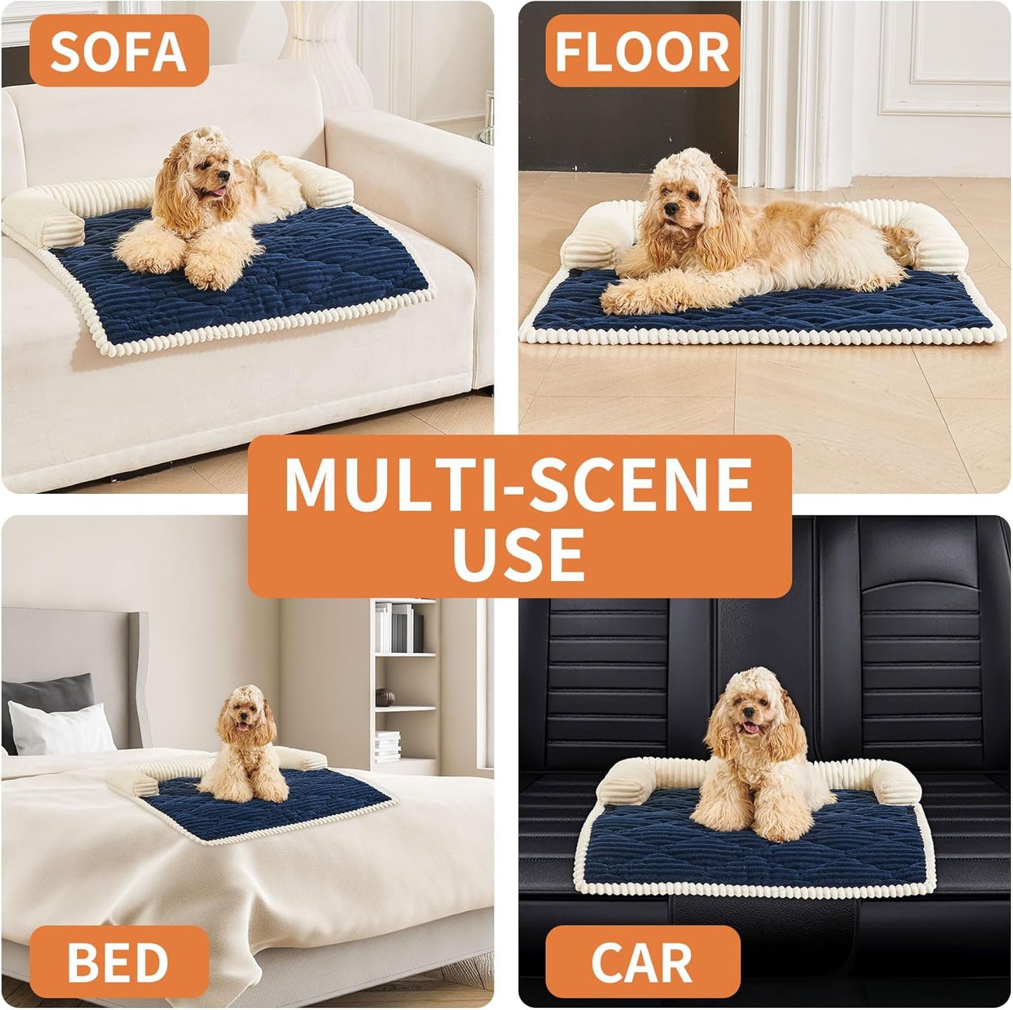 HAOMAIJIA Dog Couch Bed for Large Dogs, Non Slip Pet Couch Covers for Sofa Thick Soft Washable Dog Couch Cover Protector All Seasons Universal Dogs and Cats Bed Mat (Navy Blue, X-Large)