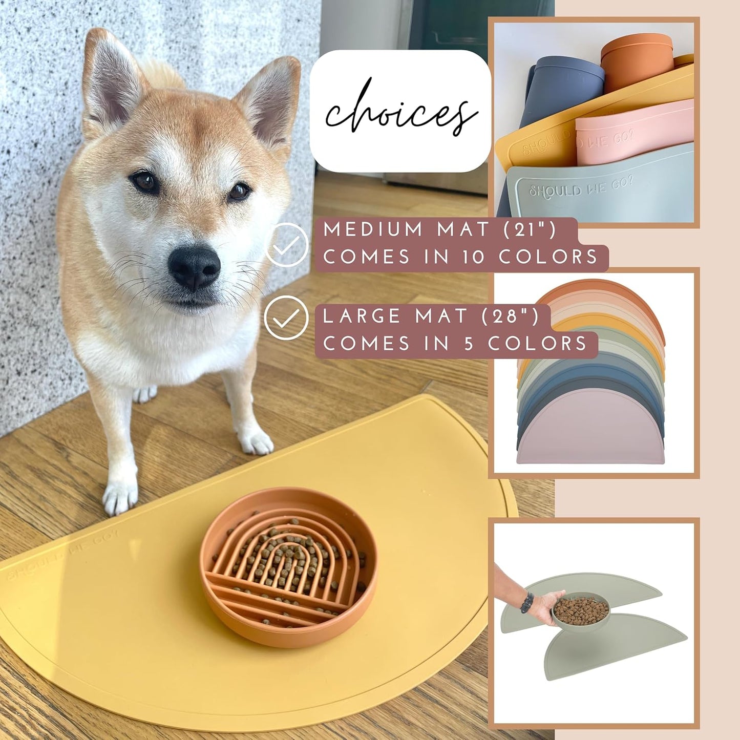 Waterproof Silicone Pet Food Mat - Non-Slip, Spill-Proof Feeding Mats for Floors, Raised Edge Design, Easy-to-Clean, Rubber Mat for Dog & Cat Bowls, 28" Across x 14" Deep, Large-Spruce