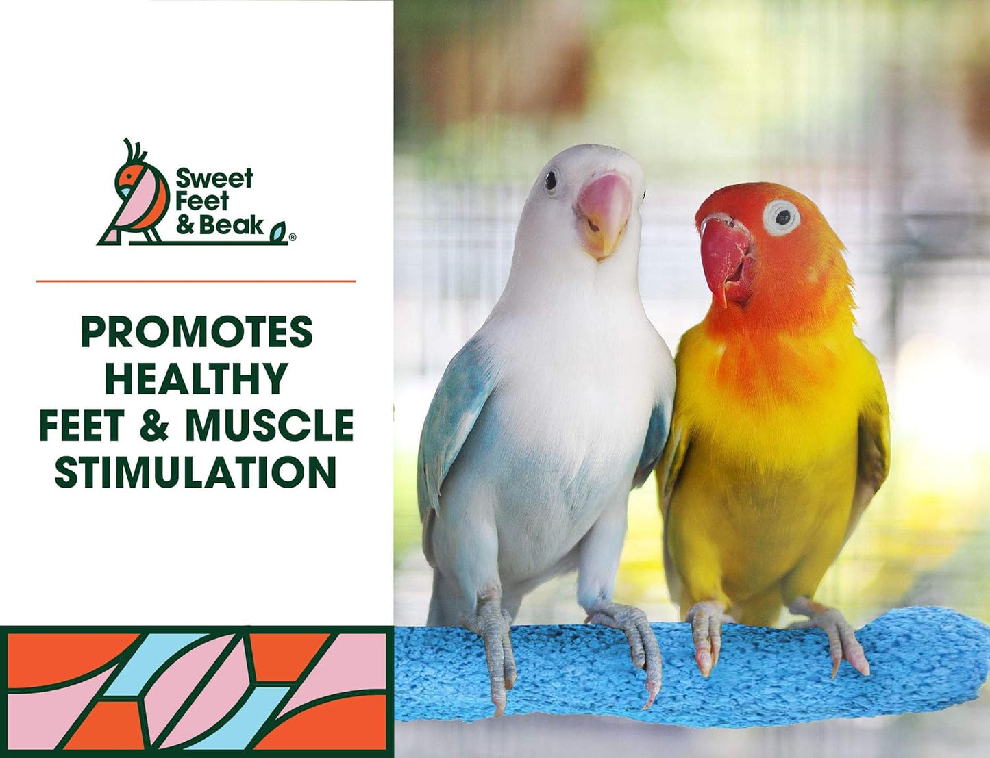 Comfort Grip Safety Perch for Bird Cages - Pedicure Perch for Birds to Keep Nails and Beaks in Top Condition - Safe Easy to Install Bird Cage Accessories- L 13"