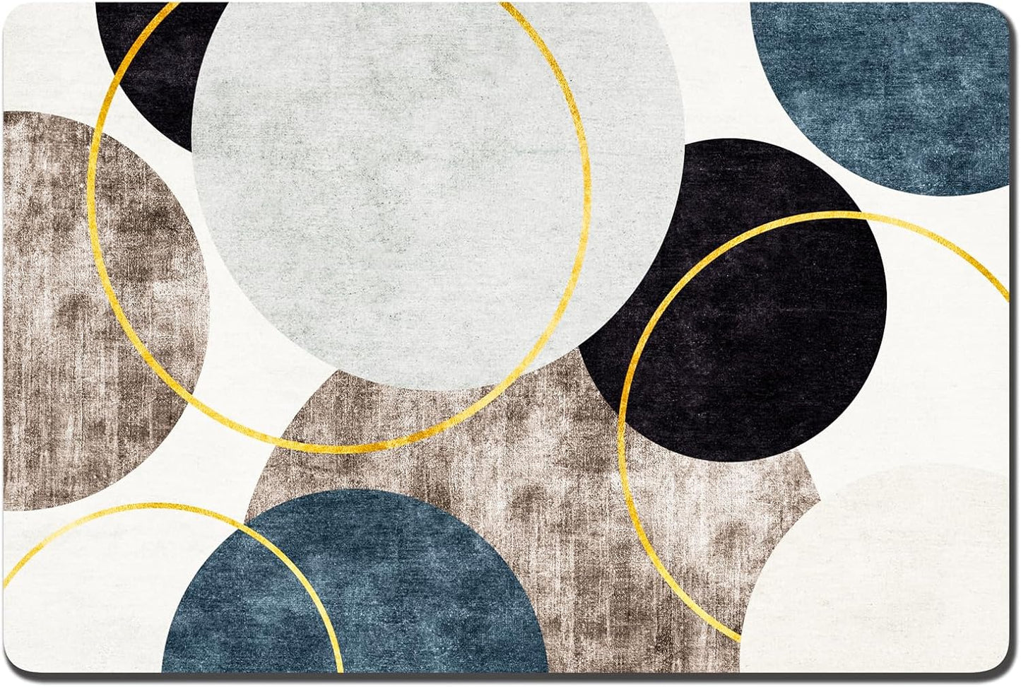 Rnivvi Dog Food Mat, 16" x 24" Boho Absorbent Dog Cat Bowl Mat for Food and Water, Cute Anti-Slip Rubber Pet Feeding Rug Protect Floors, Puppy Placemat for Feeding & Watering Supplies, Abstract Circle