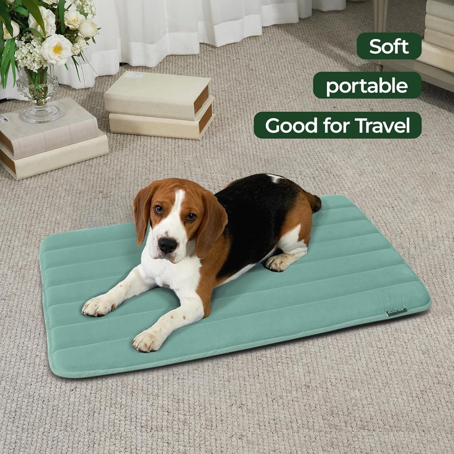BALANCE Dog Crate Pad, Dog Foam Crate Mat Kennel Pad, Washable Water-Resistant Pet Bed Flat Dogs Cage Mat for Large Dogs
