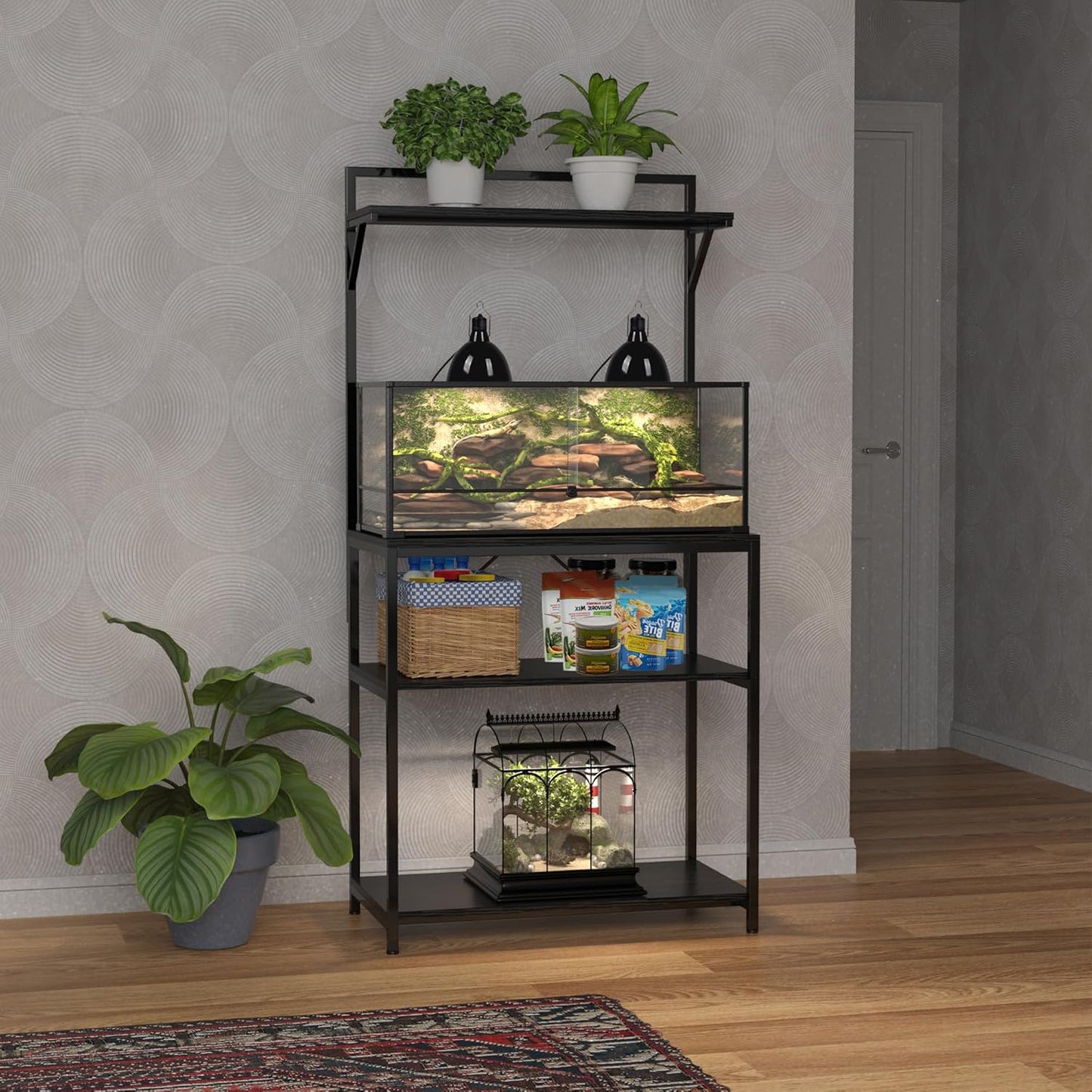 GDLF 20-29 Gallon Fish Tank Stand with Plant Shelf, Aquarium Stand with Storage Shelf for 20 Gallon Long Aquarium 30.7" x 16.53" Tabletop Fits Turtle or Reptile Terrariums