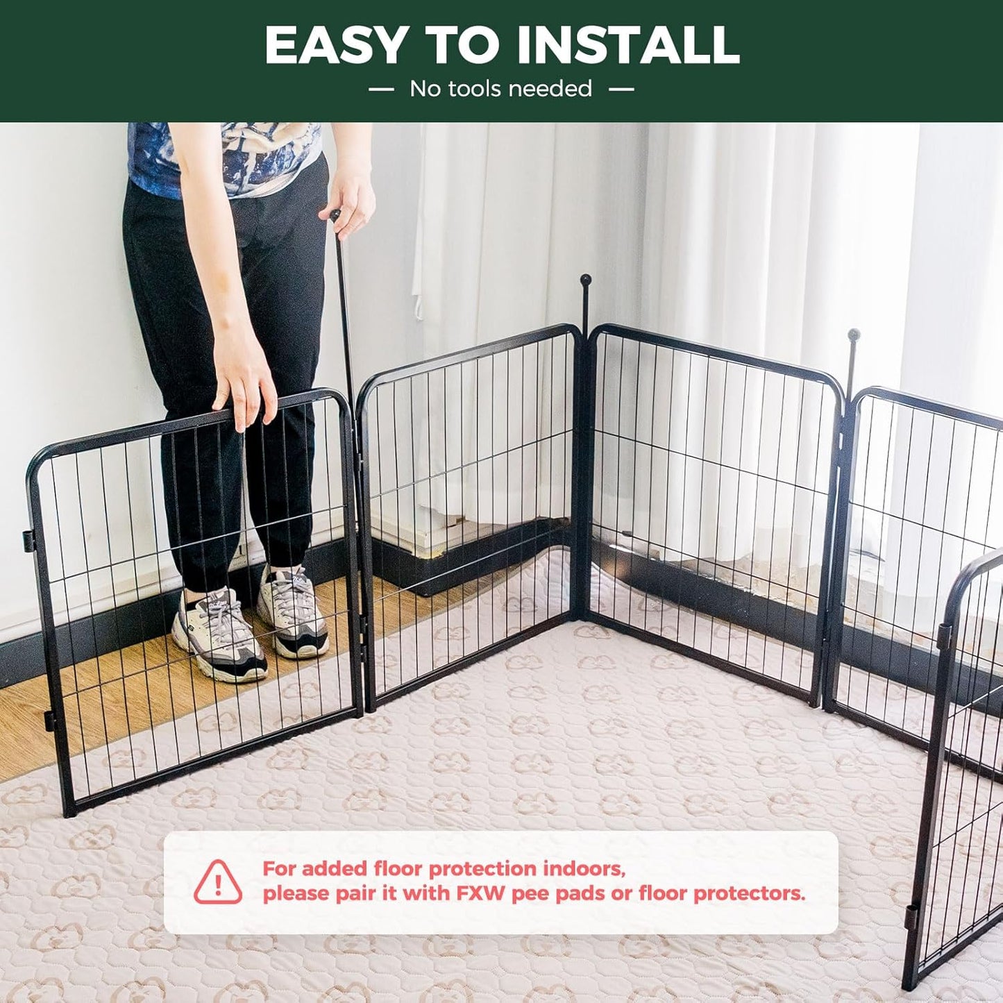 FXW Rollick Unleashed Dog Playpen for Indoor, Yard, RV Camping, 24 inch 32 Panels for Small and Puppy Dogs, Black│Patented