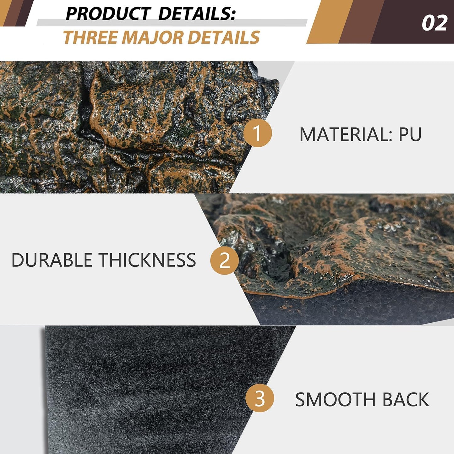 17.7x11.8in Rock Terrarium Background,3D Reptile Tank Background Board,Amphibian Stereo Backdrop Wall,Lizard Snake Gecko Spider Turtle Fish pet silo Background Decorative Panel(Yellow)