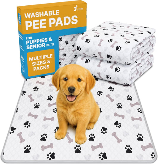 GREEN LIFESTYLE Washable Pee Pads for Dogs - Waterproof Reusable Puppy Pads with Anti-Slip Backing, Pet Training Pad for Puppy Playpen, Crate, Whelping Box, Potty Training (Pack of 2 - 41x41)