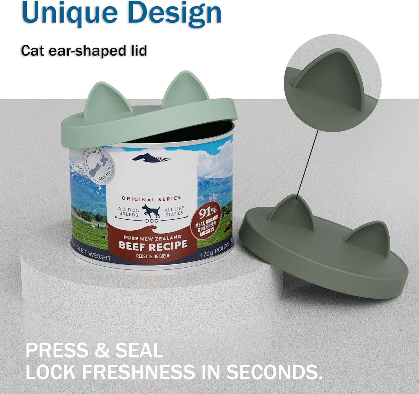 OHMO 2 Pack Pet Food Can Lids, (12.5-14oz) BPA Free Silicone Covers for Cat and Dog Food Cans, Camo&Light Green