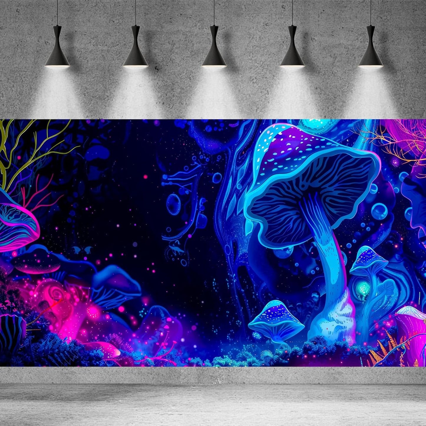 Fantasy Mushroom Forest Aquarium Background Abstract Cartoon Mushroom Reptile Tank Backgrounds Vibrant Jungle Mushrooms Theme Fish Tank Background Magic Mushrooms Reptile Enclosure Backgrounds 36x18in