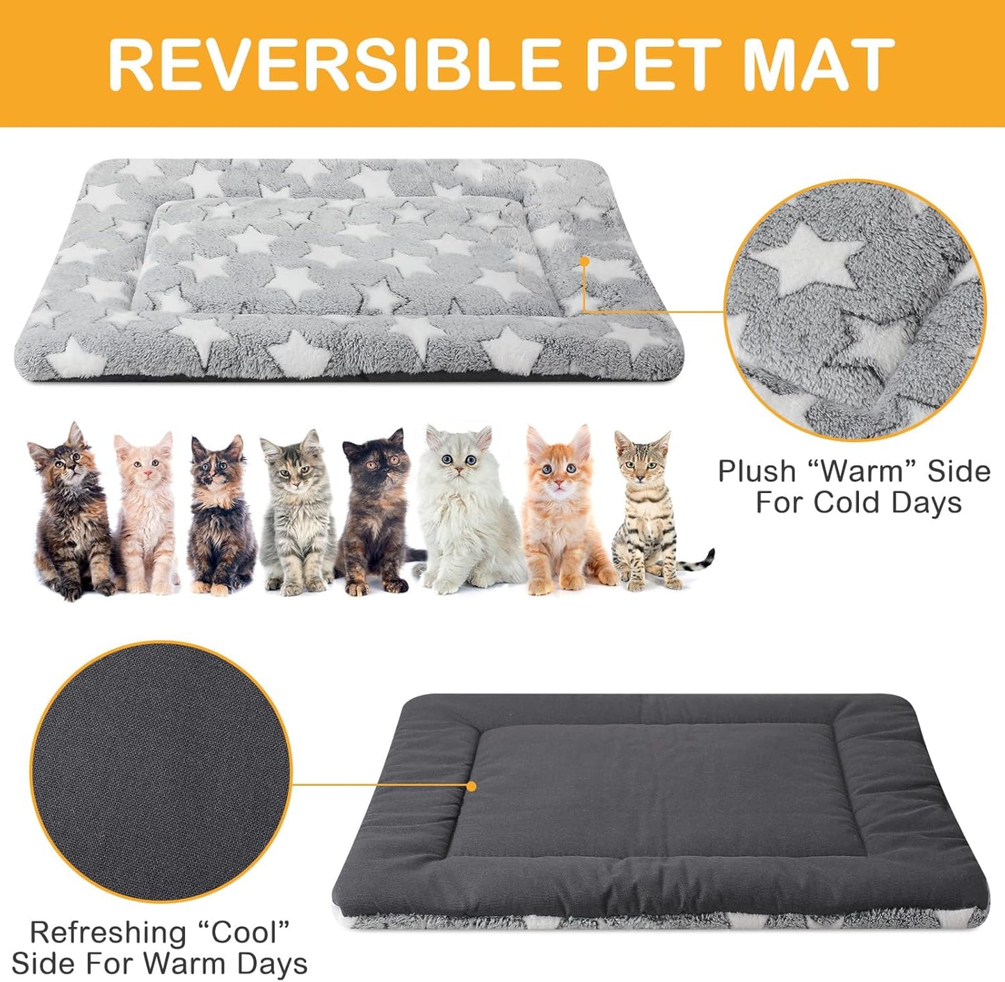 4 Pcs Washable Dog Crate Mat Kennel Pad Replaceable Reversible Pet Bed Pad for Crate Pet, Sleeping Mat for Small, Medium, Large Dog Machine Washable(18 x 14 x 1.6 Inch,Gray)