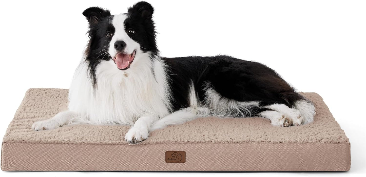 Bedsure Dog Beds Large Sized Dog - Orthopedic Flat Pet Beds with Removable Washable Cover, Egg Crate Foam Puppy Mat, Suitable for Pet Up to 65 lbs