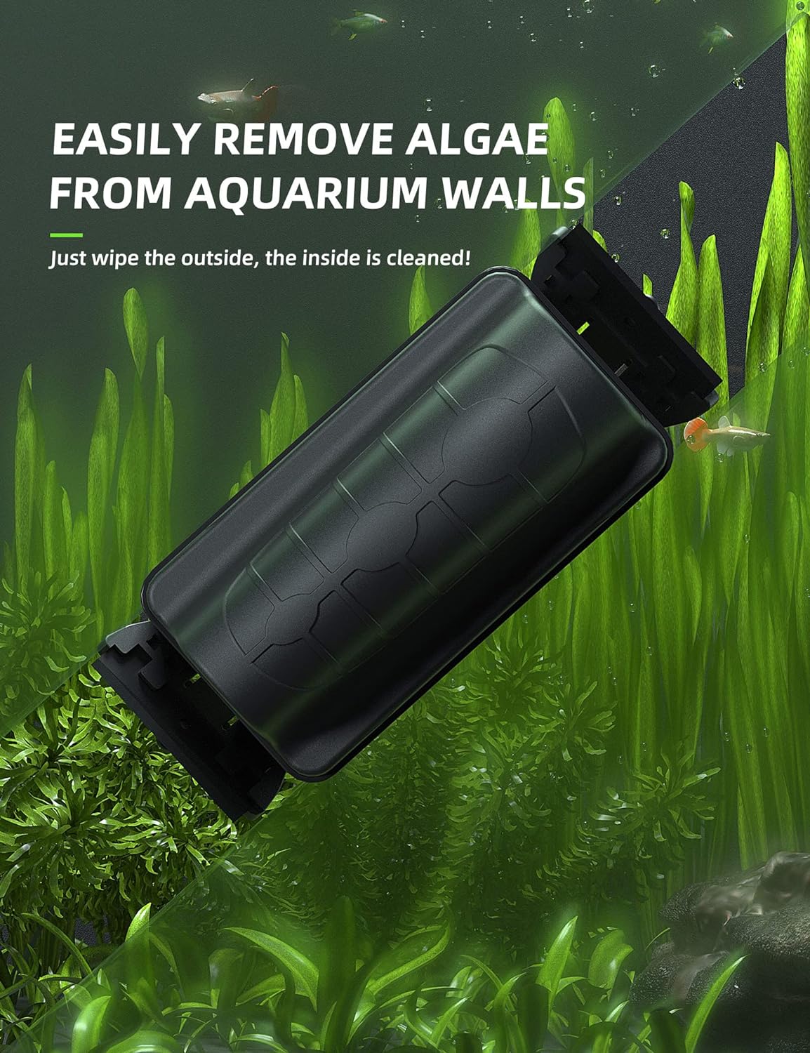 Jasonwell Magnetic Aquarium Fish Tank Cleaner Magnet Scraper for Glass Aquariums Cleaning Tools Scrubber Floating Brush (L)